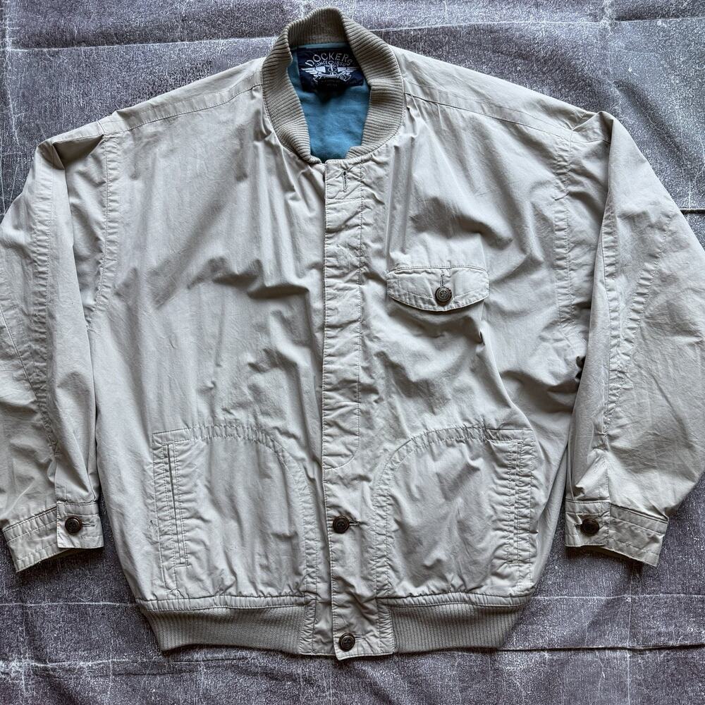 Men's Vintage 90's Dockers X Levi's Beige Lined Button Up Bomber Jacket Sz XL